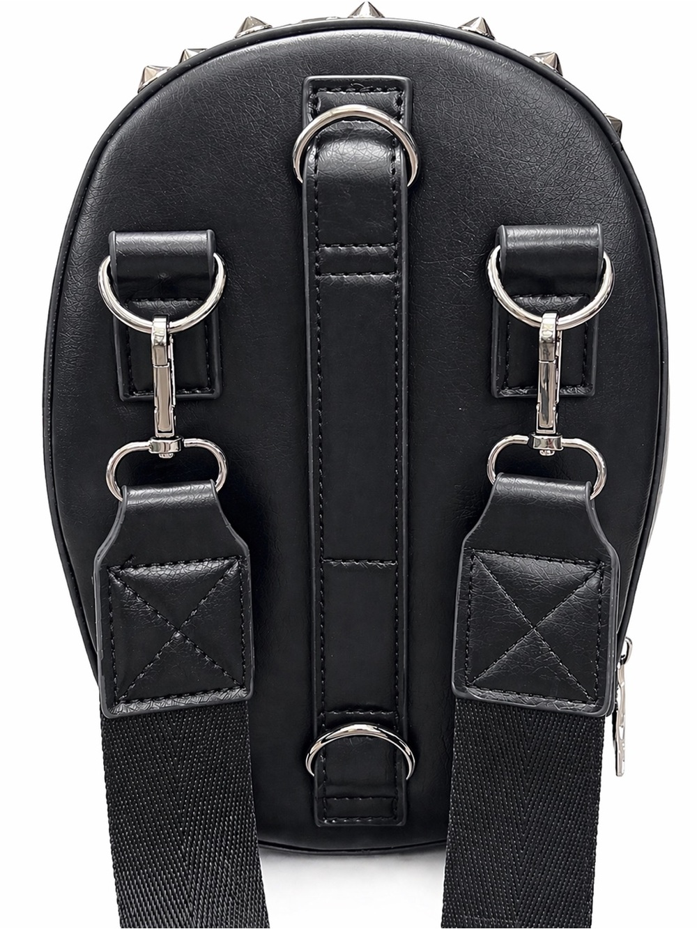 Black Skull Head Crossbody Bag Studded Goth Horror Convertible Mini Backpack New - Picture 7 of 9